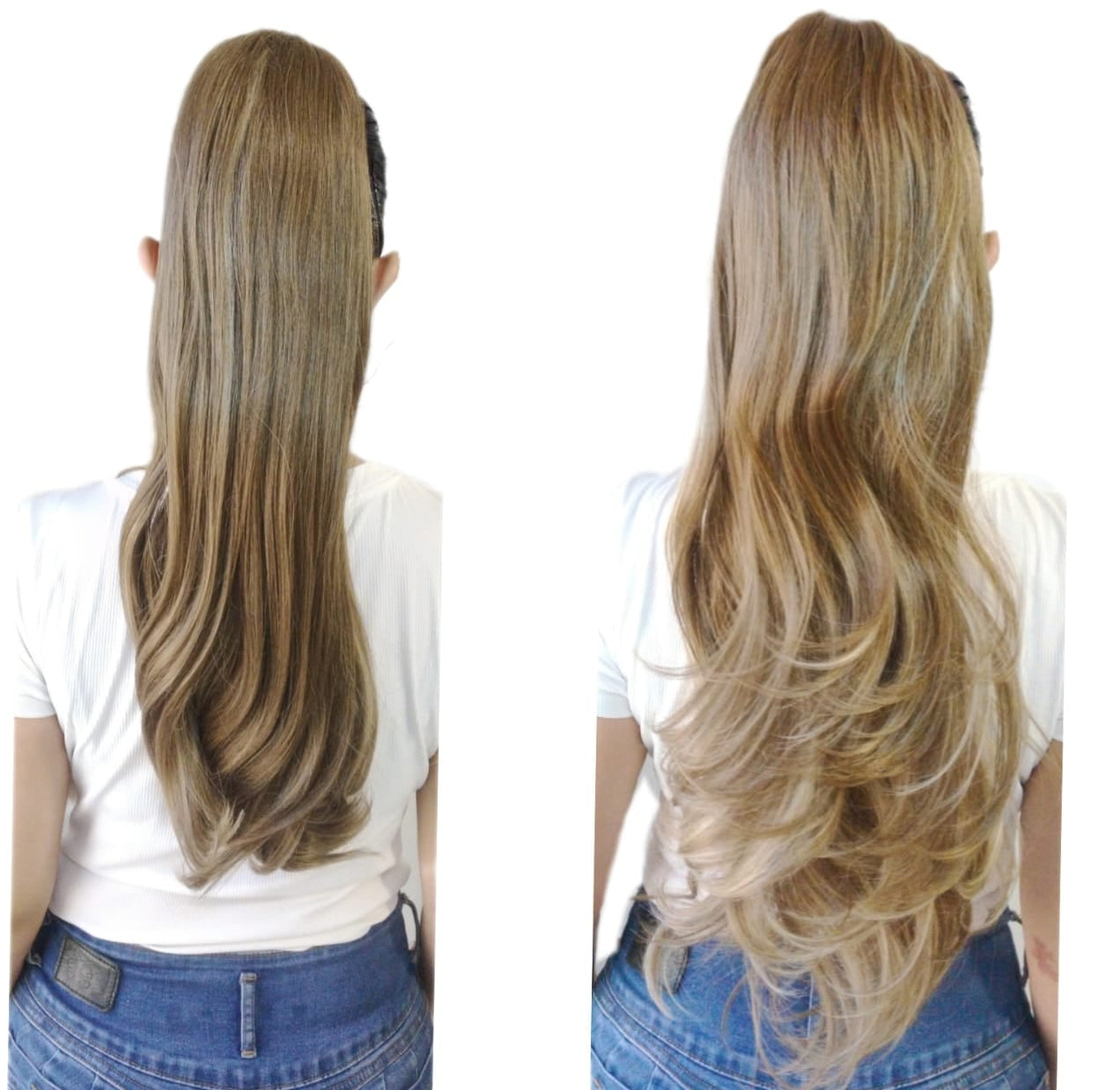 Coleta Coco- Lacia de 25"y Ondulada de 28"/ Variedad de Tonos -2 Look en 1