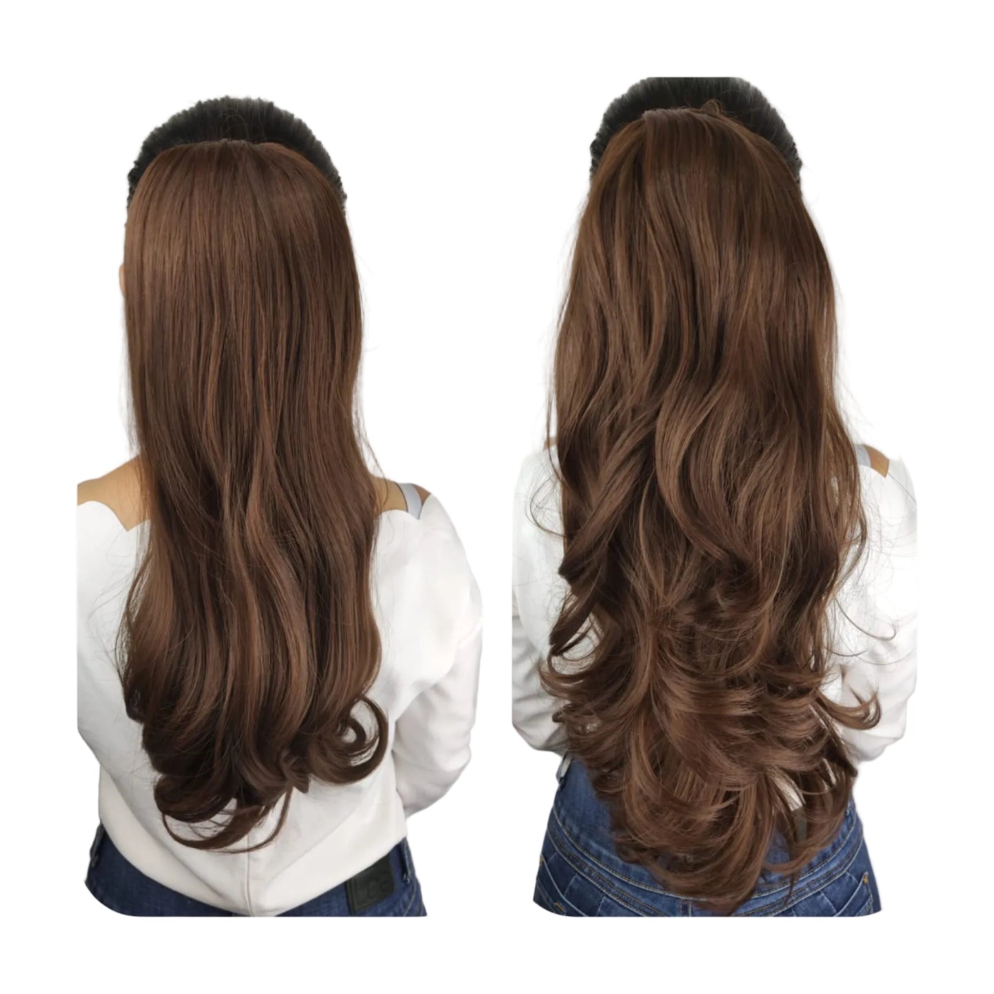 Coleta Coco- Lacia de 25"y Ondulada de 28"/ Variedad de Tonos -2 Look en 1