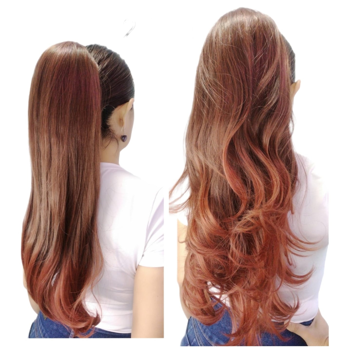 Coleta Coco- Lacia de 25"y Ondulada de 28"/ Variedad de Tonos -2 Look en 1