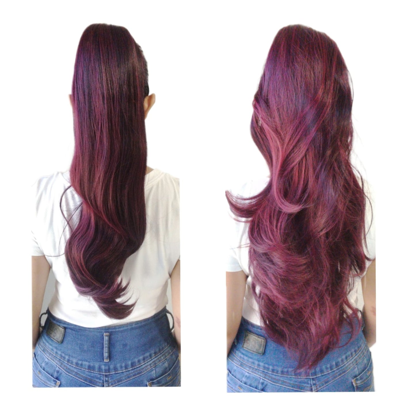 Coleta Coco- Lacia de 25"y Ondulada de 28"/ Variedad de Tonos -2 Look en 1