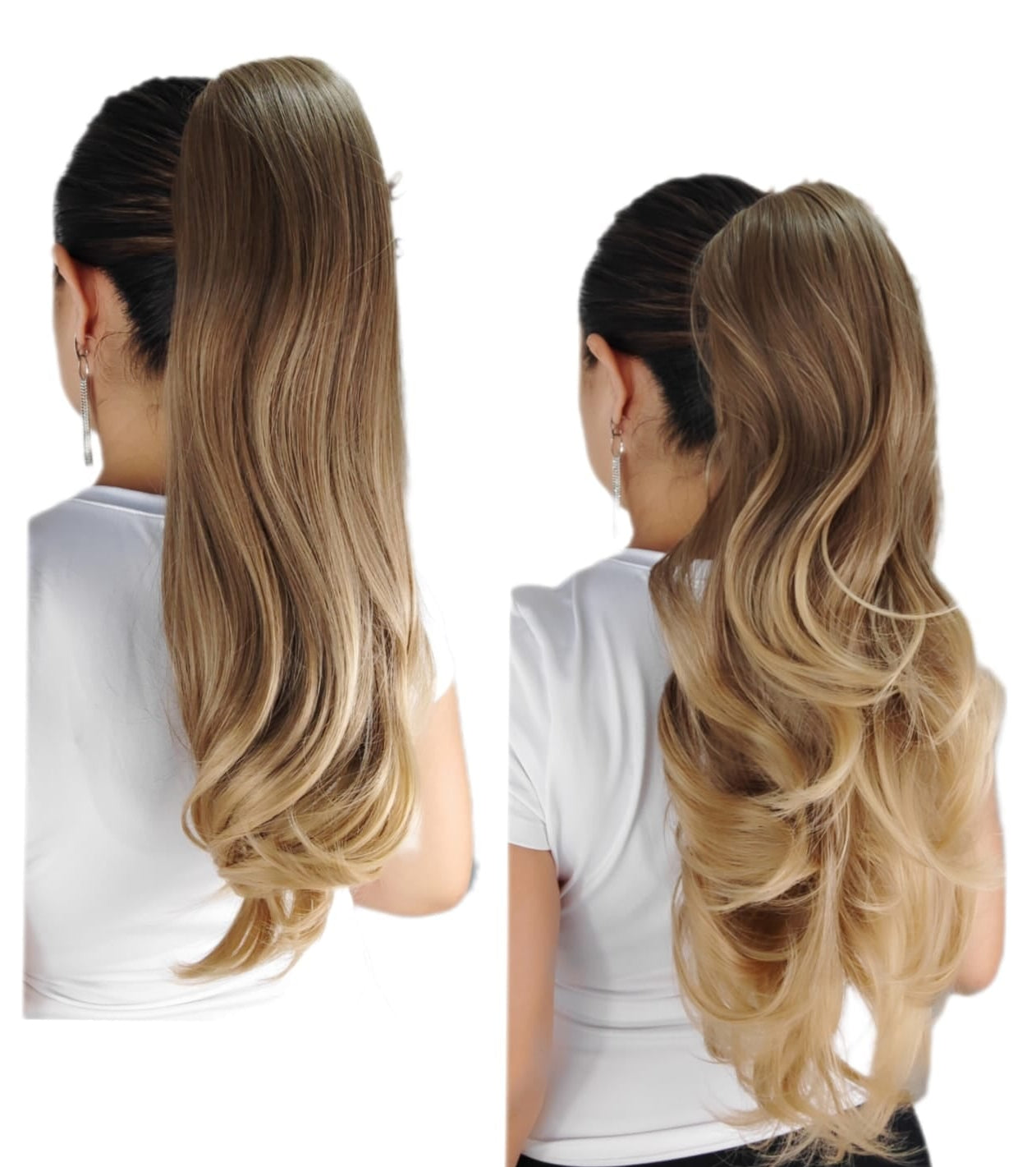 Coleta Coco- Lacia de 25"y Ondulada de 28"/ Variedad de Tonos -2 Look en 1