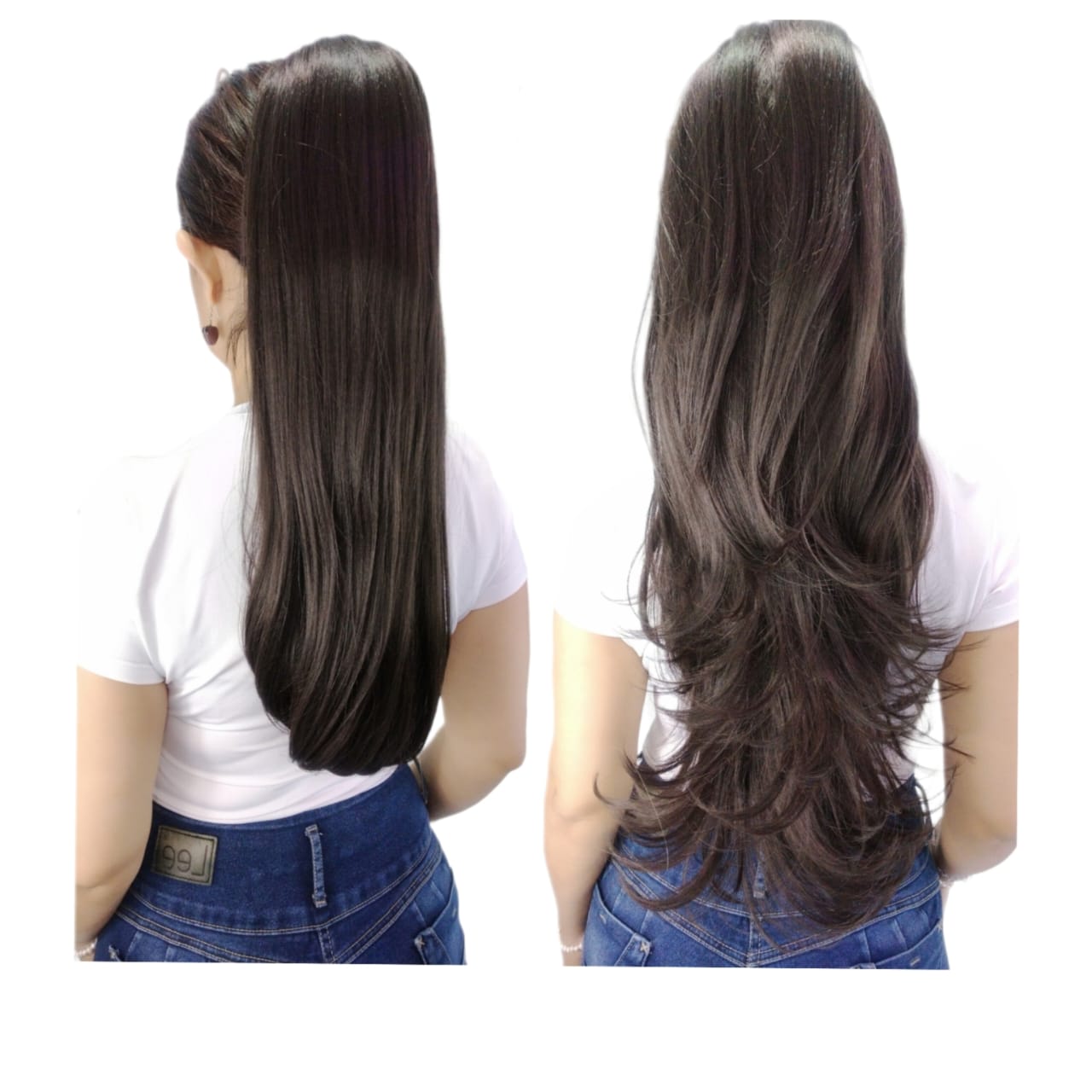Coleta Coco- Lacia de 25"y Ondulada de 28"/ Variedad de Tonos -2 Look en 1