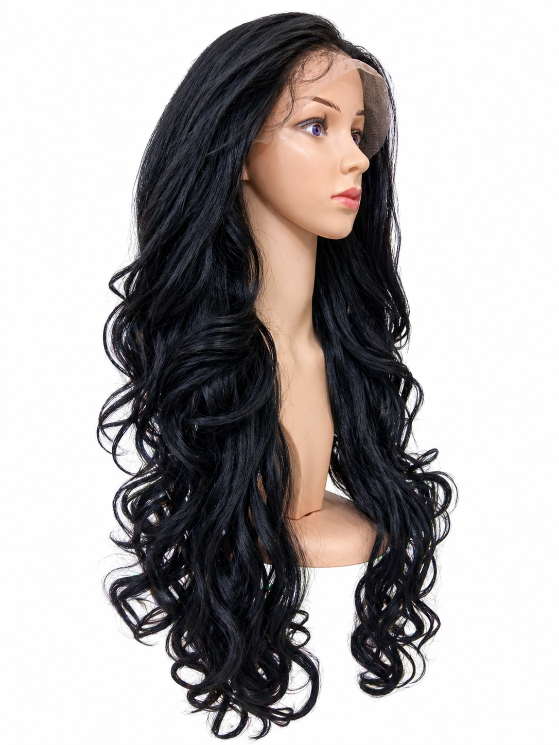 Peluca Kenia- Lace Front- 32" - Libre Peinado -Tono Negro Opaco