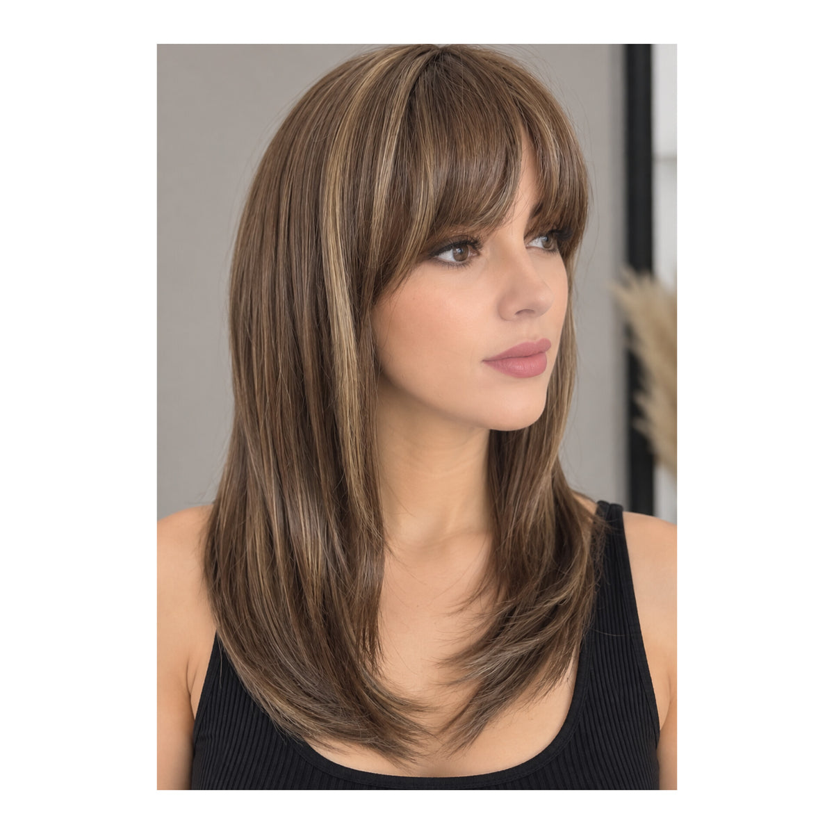 Peluca Jenna H12/88/ Rubio con rayitos beige/corte degrafilado/Premium
