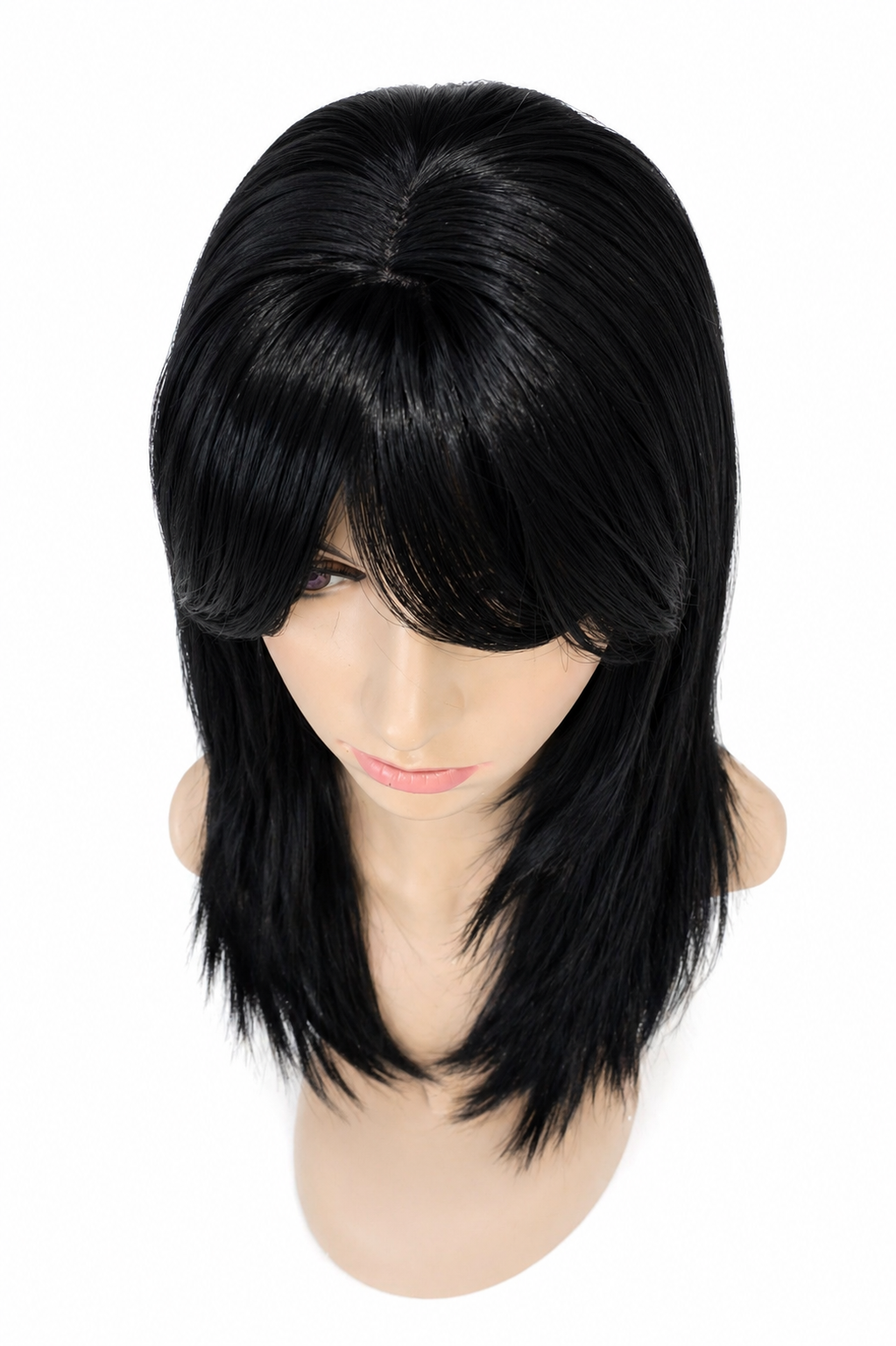 Peluca Jenna – Corte Degrafilado/Capas Con Fleco- Premium-Tono Negro Intenso