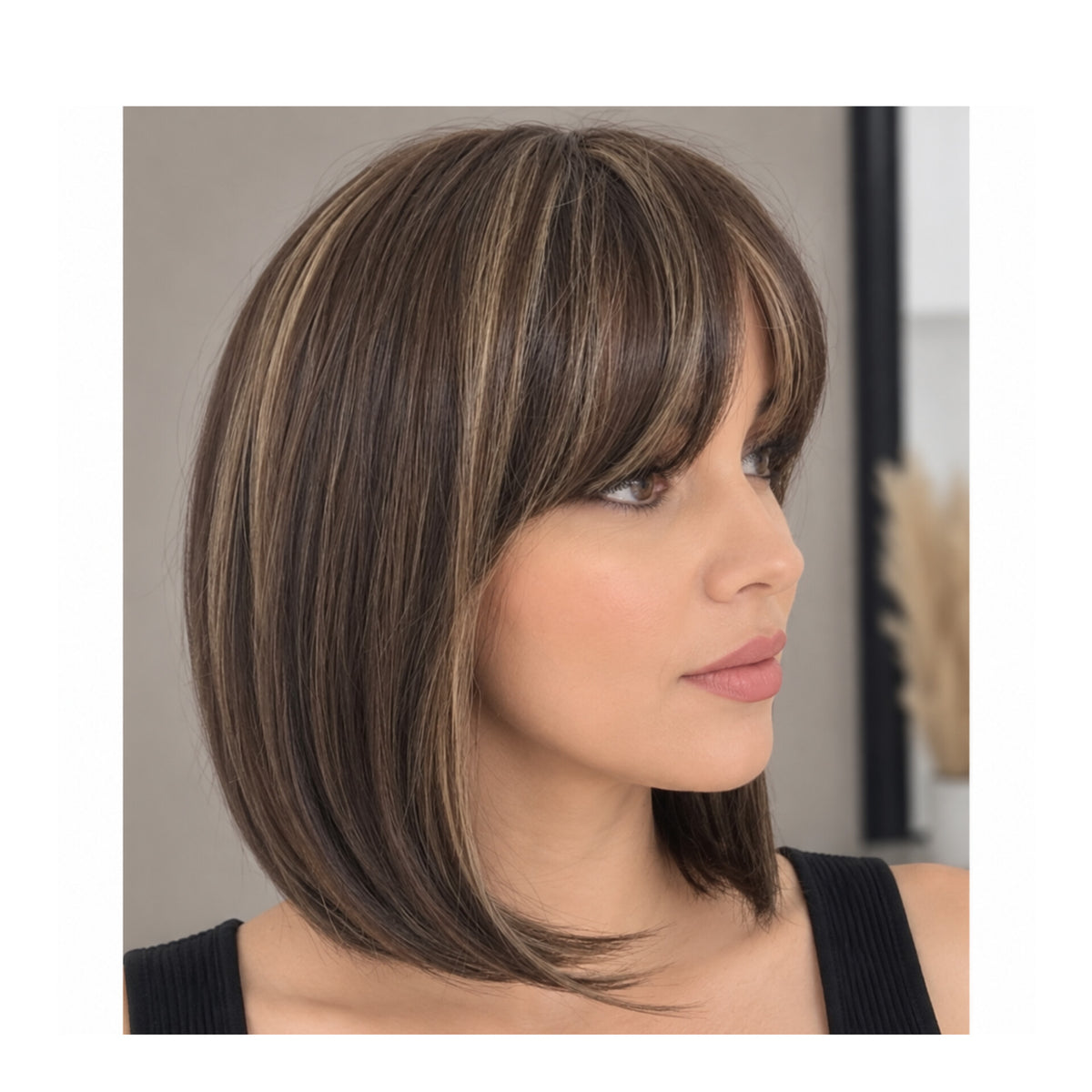 Peluca Teresa/H8/88 Rubio obscuro con rayitos  Premium-Corte Bob