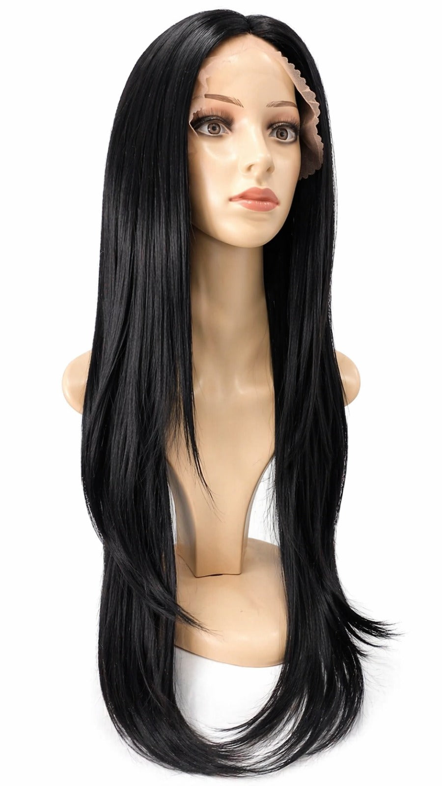 Peluca Emma- Corte Degrafilado en Capas- Lace Front Tono Negro Intenso