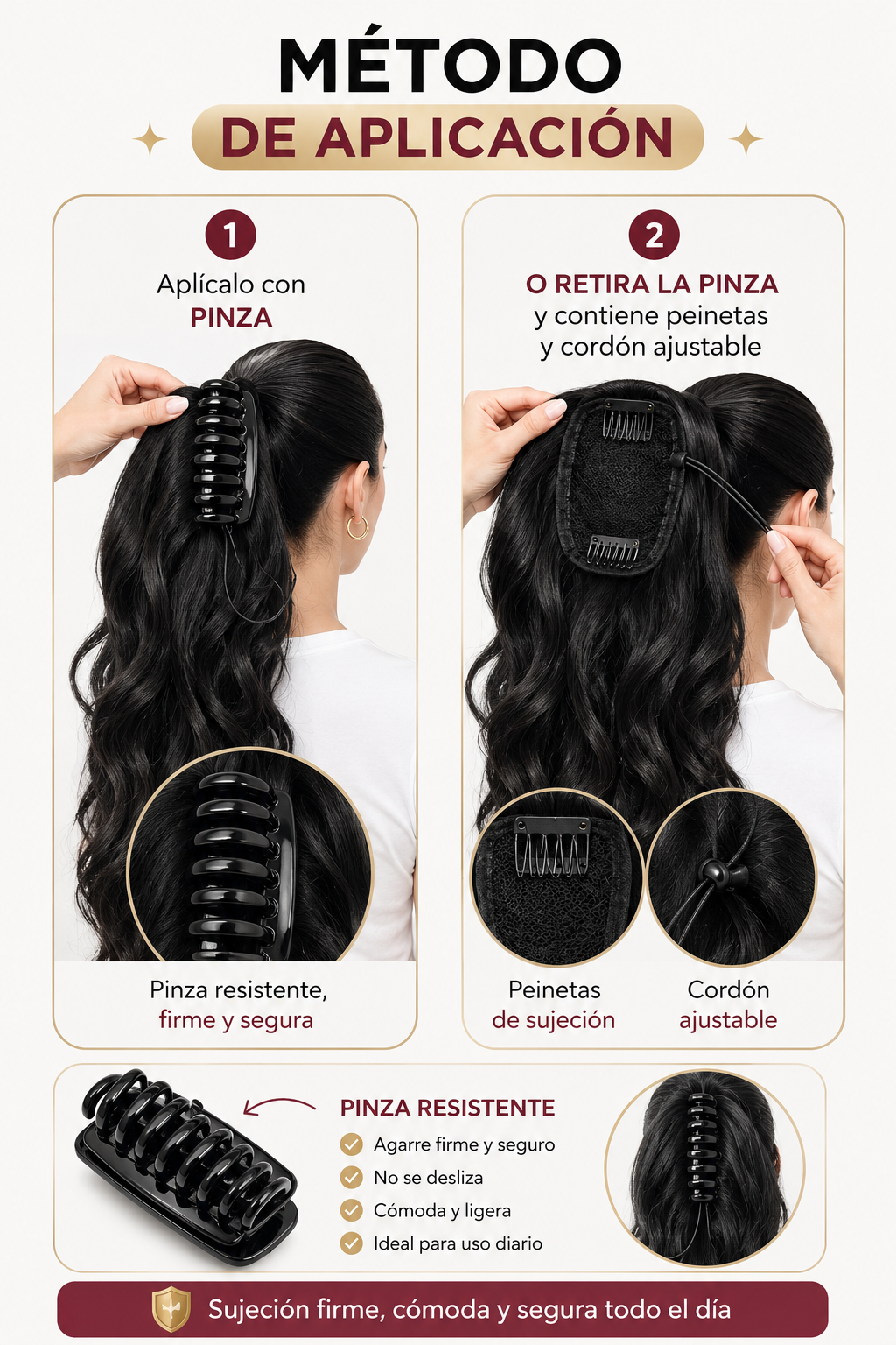 Coleta Coco- Lacia de 25"y Ondulada de 28"/ Variedad de Tonos -2 Look en 1