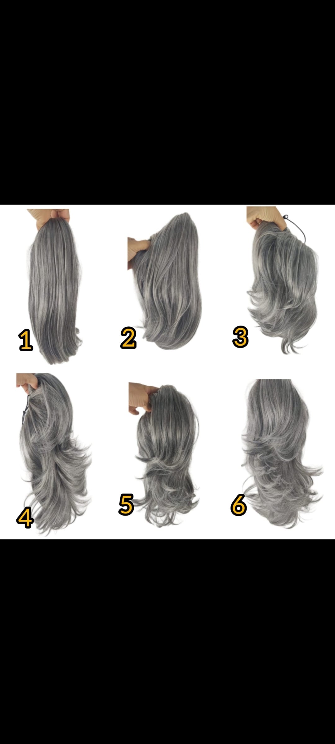 Coleta Amy Lacia y ondulada - de 16" y 18" 2 looks en 1 - Tono gris efecto canas